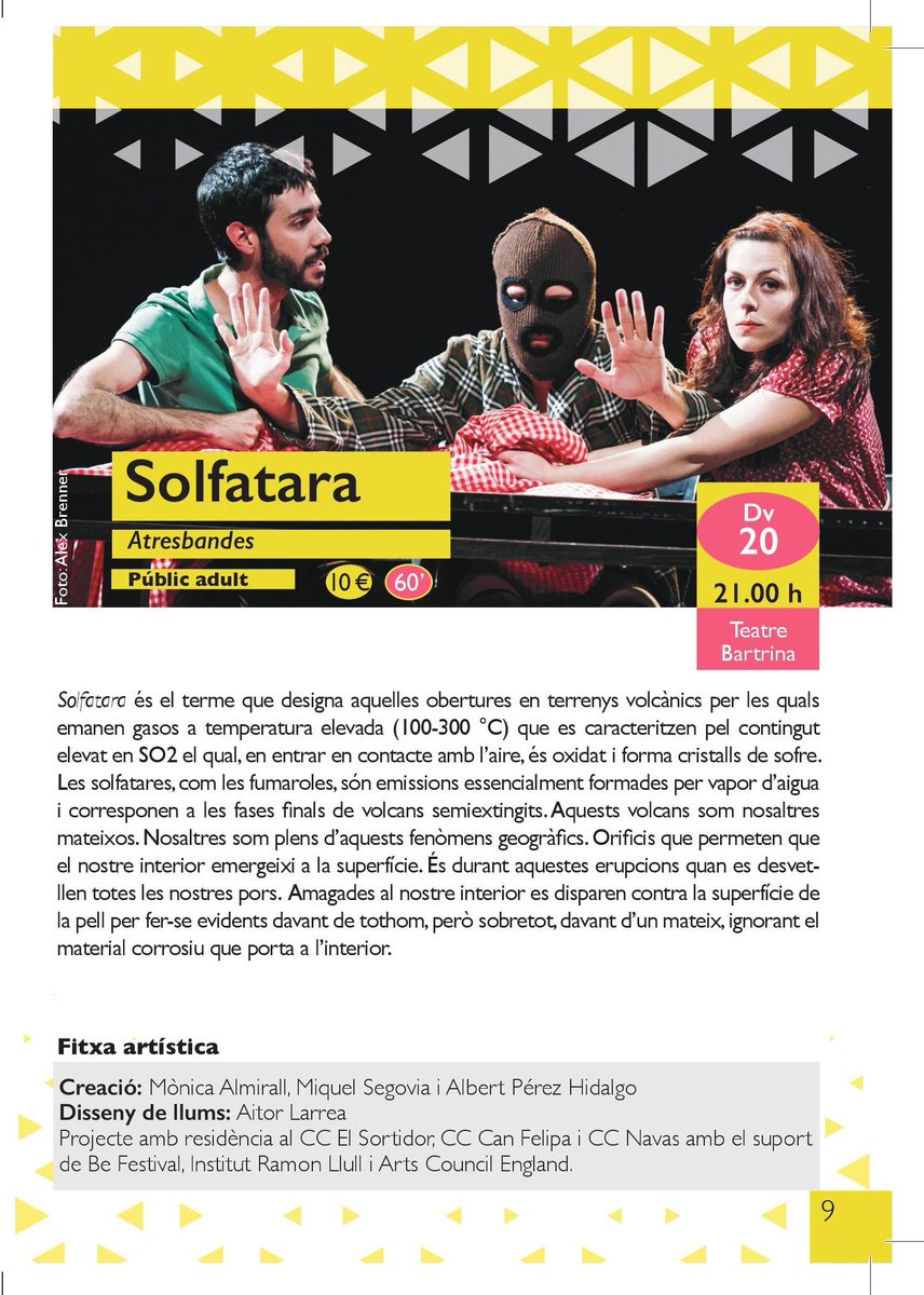 reus_cat's tweet photo. El joc de mirades, les insinuacions i l'humor a l’espectacle «Solfatara» del #COS2017. Avui a les 21h al #Bartrina
https://t.co/RR5E4y1378 https://t.co/YlKPMWBYdz