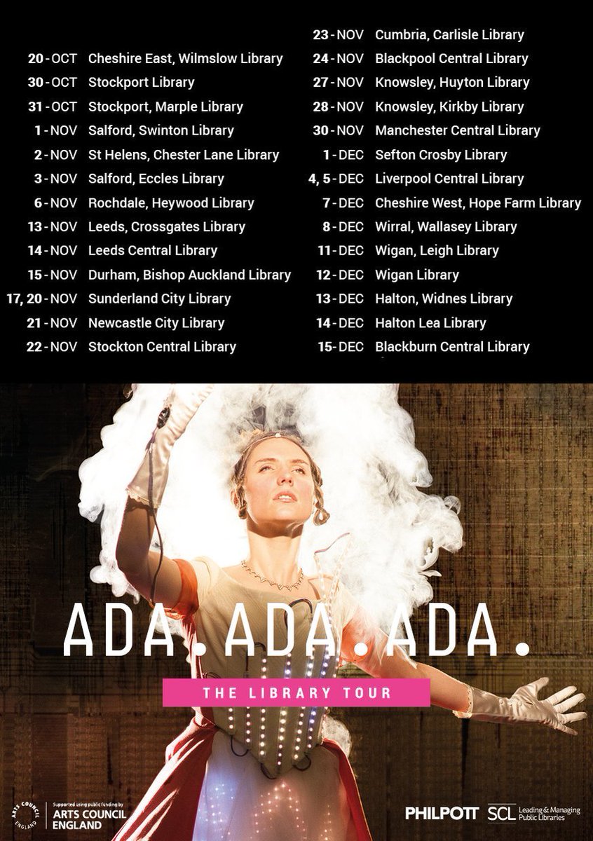 tyrower's tweet photo. Appropriate we're kicking off @AdaTheShow Library Tour in Wilmslow - one time home of #AlanTuring #LovelaceObjection https://t.co/pkmR3kA9BQ https://t.co/RKU2eBvV44