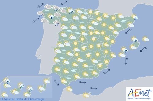 europapress's tweet photo. Las temperaturas subirán hoy notablemente en el interior norte y este de la Península y volverá la lluvia al noroeste https://t.co/4fXCHDaAZ6 https://t.co/OutszAhAJl