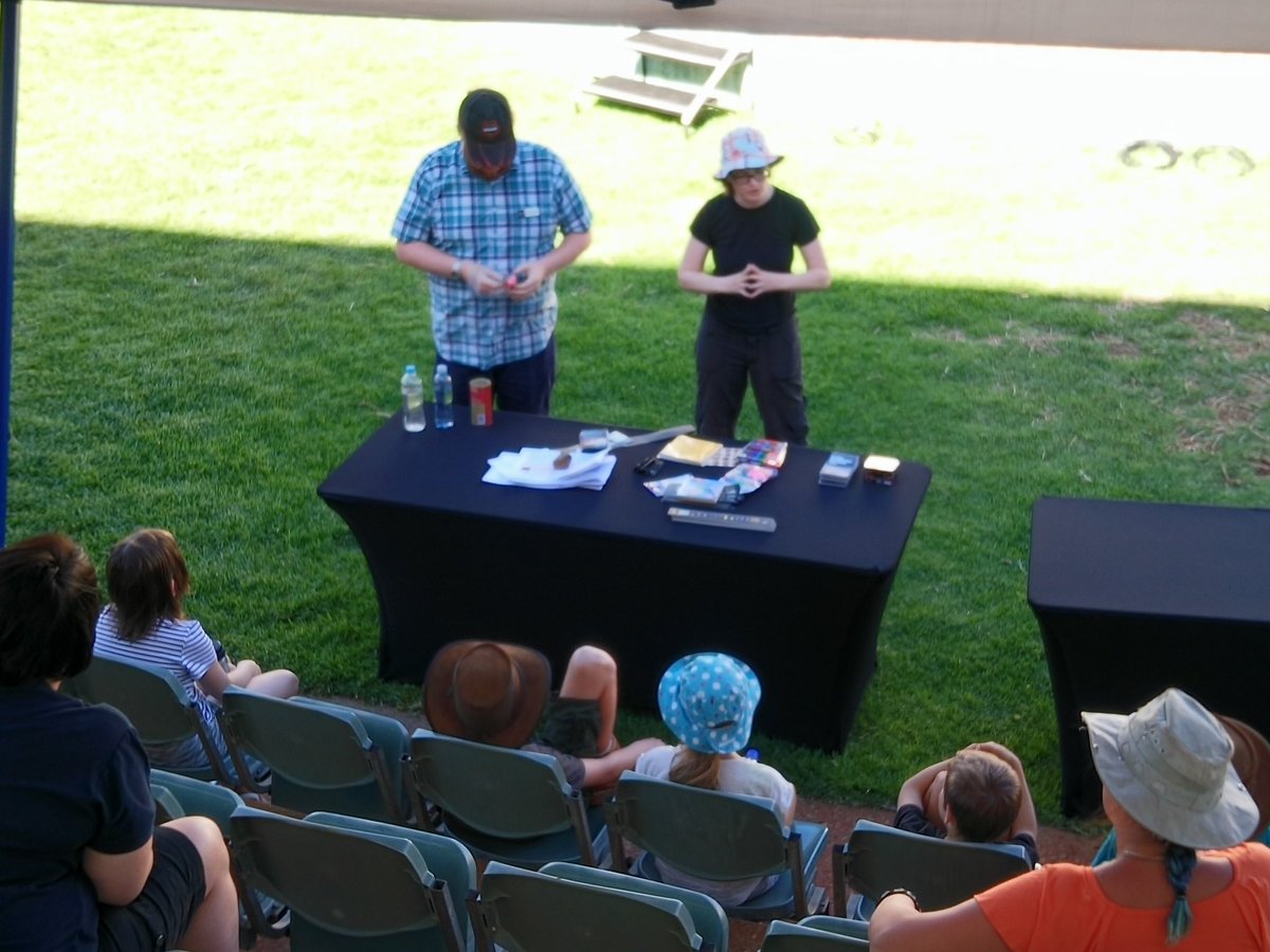 CAASTROatUluru's tweet photo. Activities for all the family! Planet in a bottle with @taraxmurphy and @DrPaulHancock and excited (and clever) kids #uluruastro #astroed https://t.co/3I3PA1yV3u