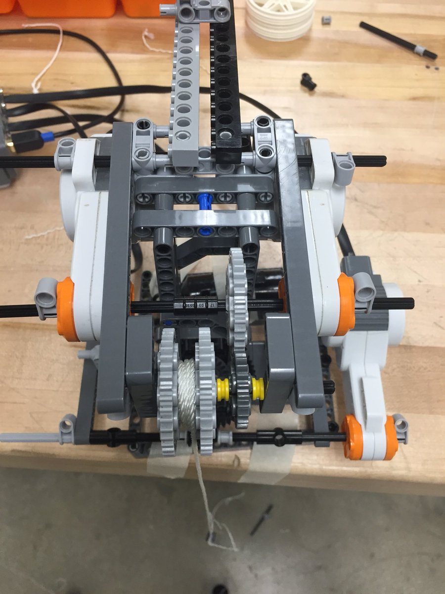 DannyGemignani's tweet photo. Finishing up the winch challenge in #PLTW. The gear ratio for this winch is 1.6667:1. #STEMLC #DannyGemignani https://t.co/prc6RCt73j