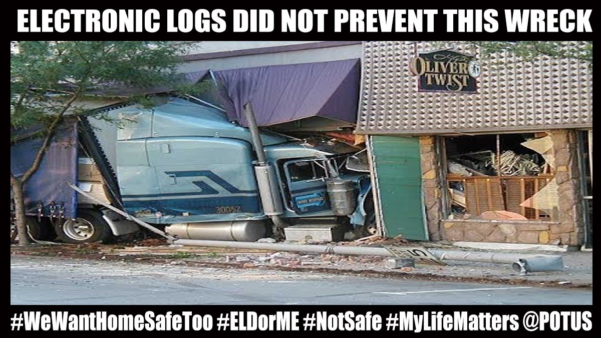ELD_or_ME's tweet photo. .@POTUS electronic logs do not stop crashes. Don't listen to #ATA. They are feeding you #FAKENEWS Stop the $2b Obama mandate. #ELDorMe https://t.co/03ZVJRmwU2