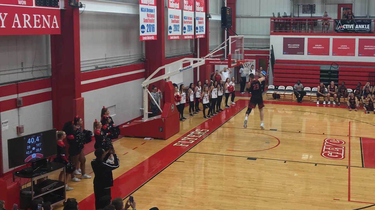 LewisUExSci's tweet photo. Our Sports Science Club is doing an amazing job tracking max vertical jump using the @Vert system at tonight’s #FlyerFanFest Dunk Contest. https://t.co/cJPLadd5Pj
