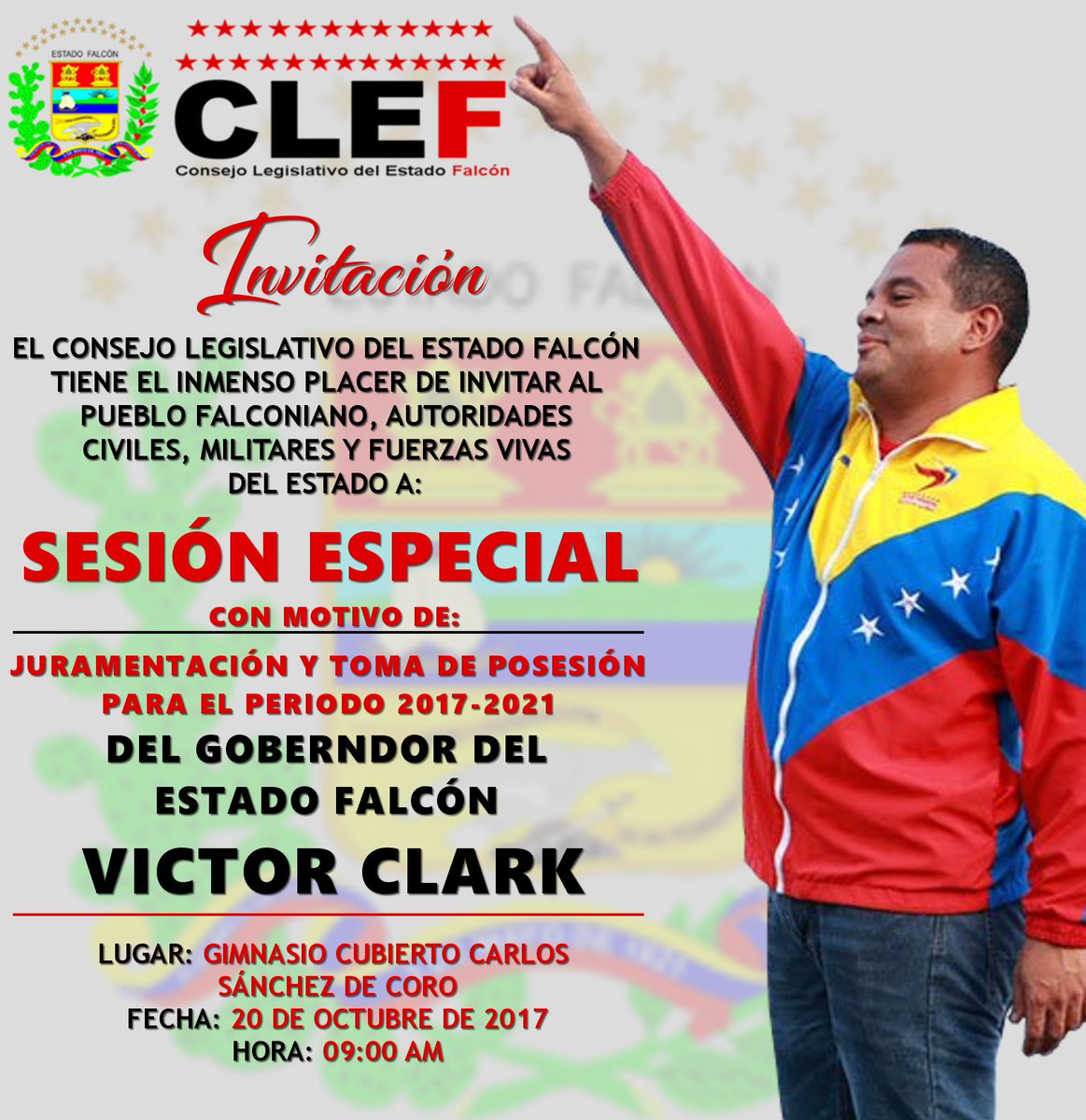 DipNellyYela's tweet photo. #CLEF invita a Sesión Especial  con motivo de Juramentación y Toma de Posesión del Gobernador del edo. Falcón @vclarkb mañana 20 de Octubre https://t.co/AHEBN3APYU