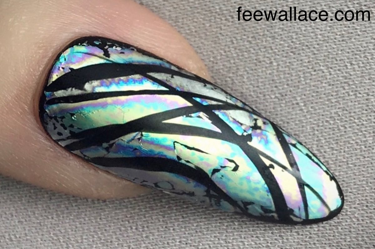 Distressed Oil Slick Mother of Pearl nail art! Tutorial up on the blog 😍 feewallace.com