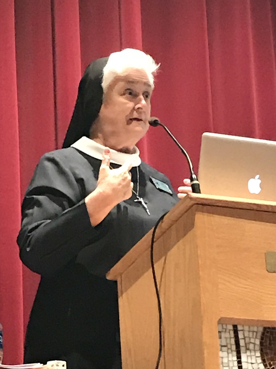 Sr. Pat McCormack leading the the Catholic School staff in the Dioceses of Fargo in retreat- The life of Mother Teresa #AgentsOfGrace