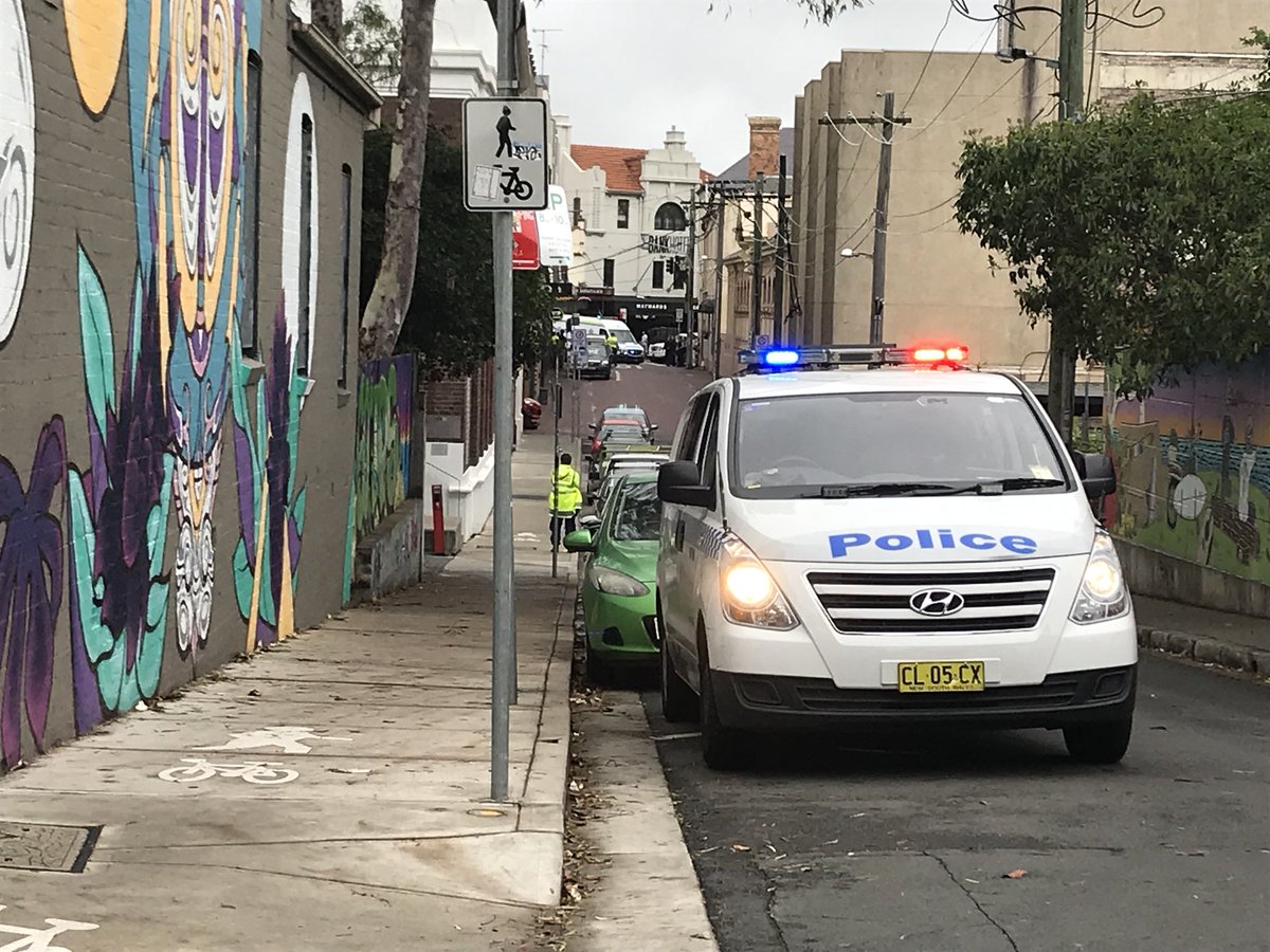 TamOppen's tweet photo. Bomb scare in Eliza Street Newtown! Suspicious black package found behind the Courthouse. All businesses evacuated. https://t.co/28MkU6E3MG