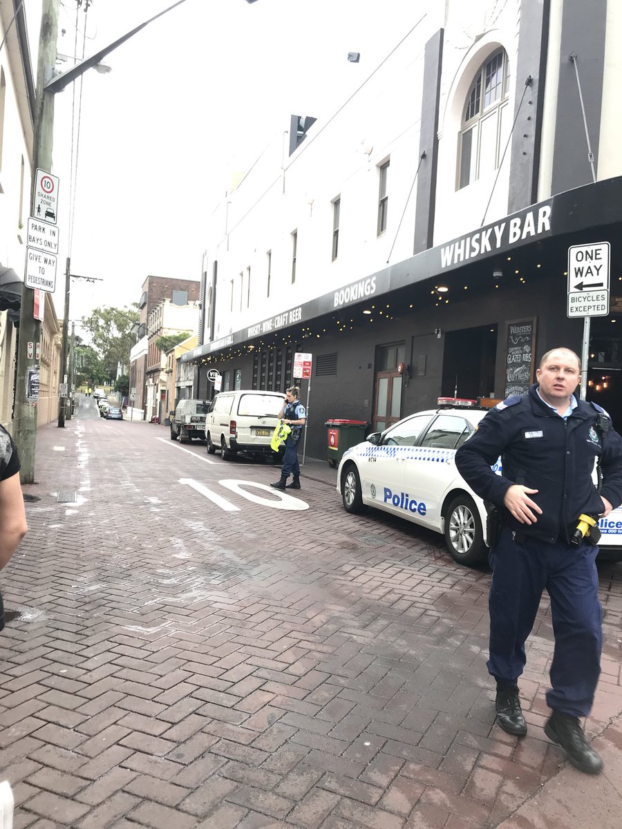 TamOppen's tweet photo. Bomb scare in Eliza Street Newtown! Suspicious black package found behind the Courthouse. All businesses evacuated. https://t.co/28MkU6E3MG