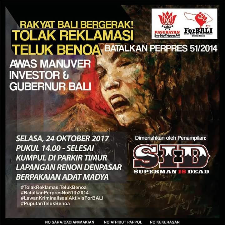 Desak Gubernur Bali untuk tidak menerbitkan rekomendasi ijin pelaksanaan reklamasi.
#DesaAdatBergerak