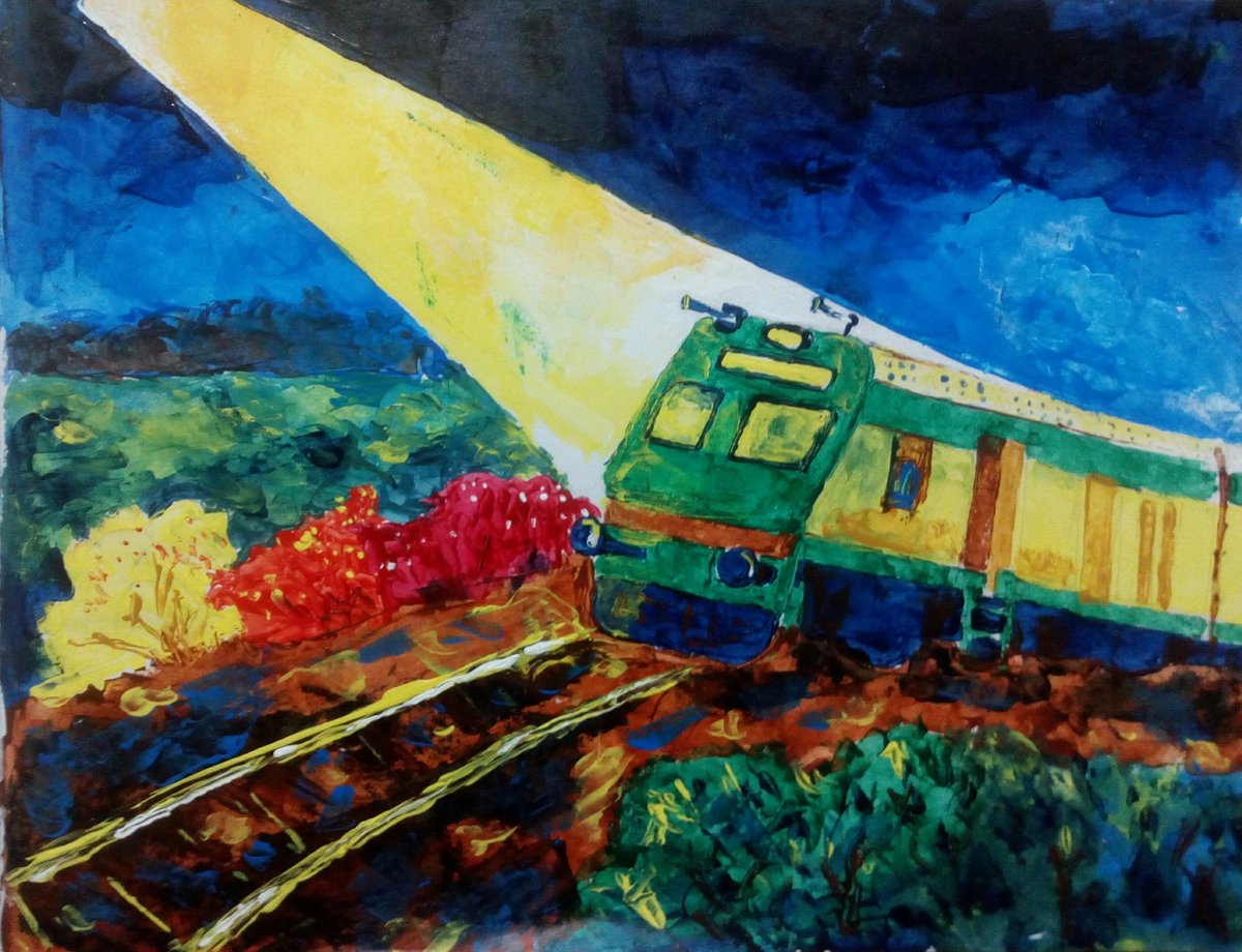 Golden rail
The Rail in "SACHACHHA BHARAT AVIZAN".Dustbin in compartment ,solar on rail, station.Flowers ,ayrvedic trees side road.