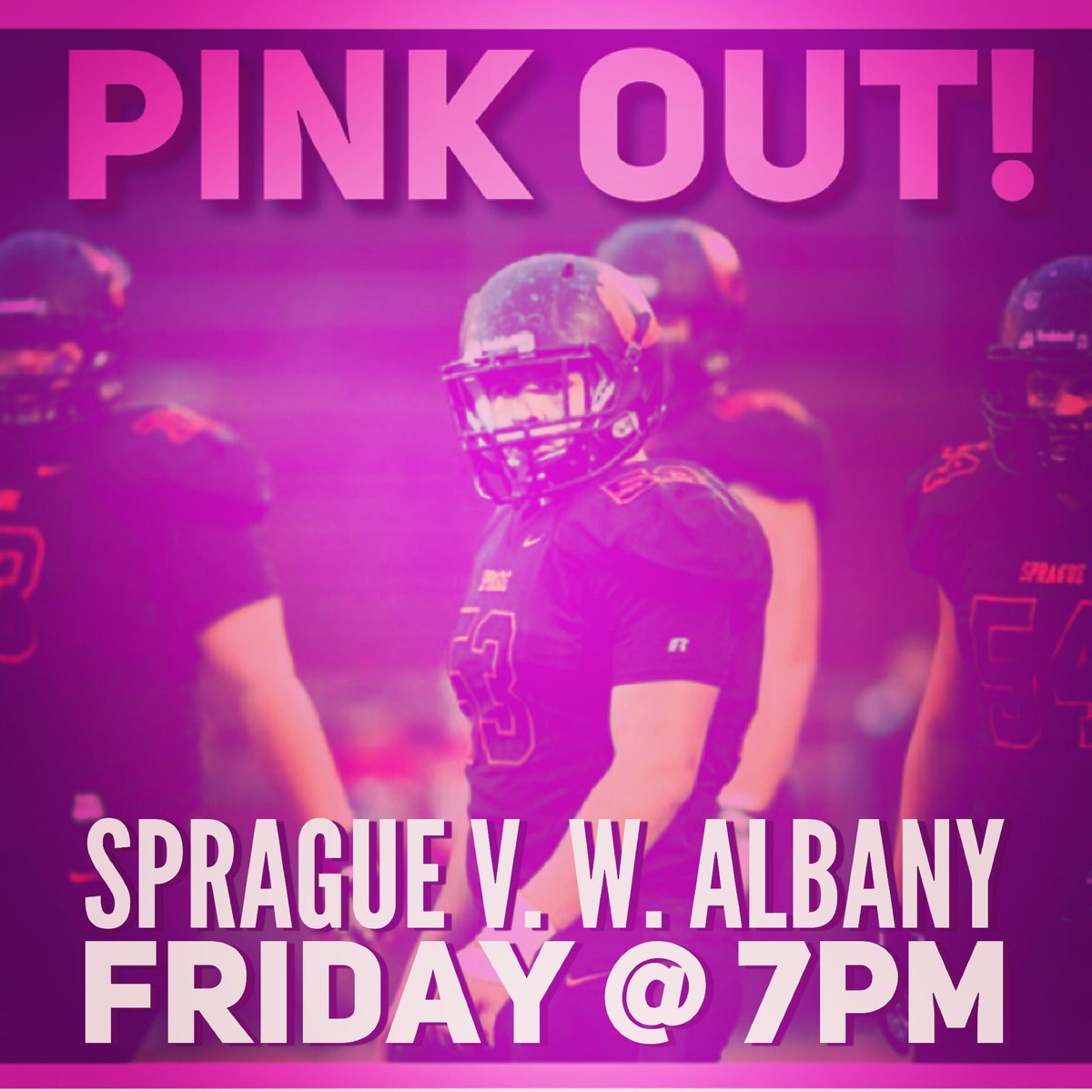 SpragueHSCheer's tweet photo. Join us to cheer on Sprague Football, Friday @ 7pm! It’s Pink Out and Senior Night! #olynation https://t.co/aqrhRb0Ths