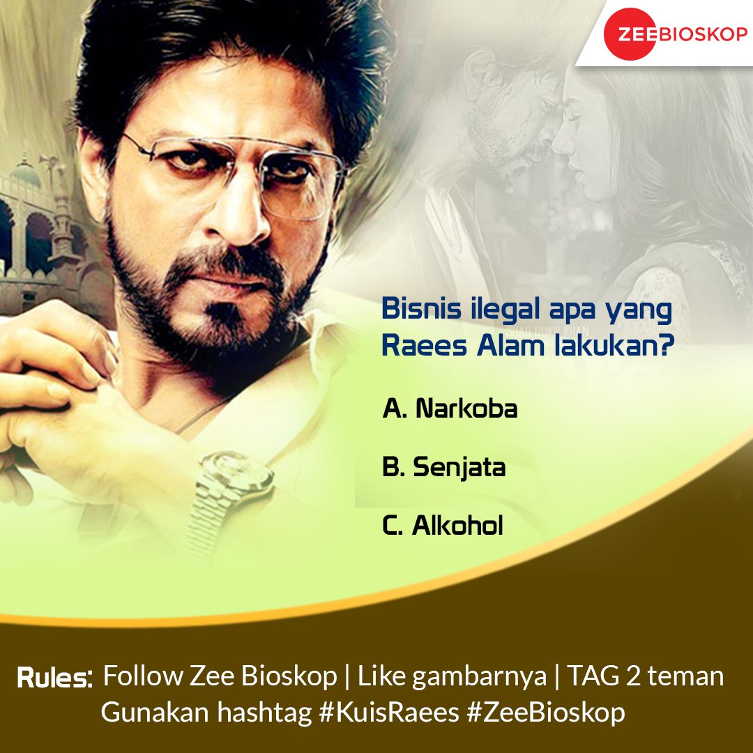 zbioskop's tweet photo. Ikutan Kuis Raees! Jawab setiap pertanyaan yang berbeda setiap hari Jumat untuk memenangkan merchandise eksklusif! #KuisRaees #ZeeBioskop https://t.co/E7KyZOMCbF