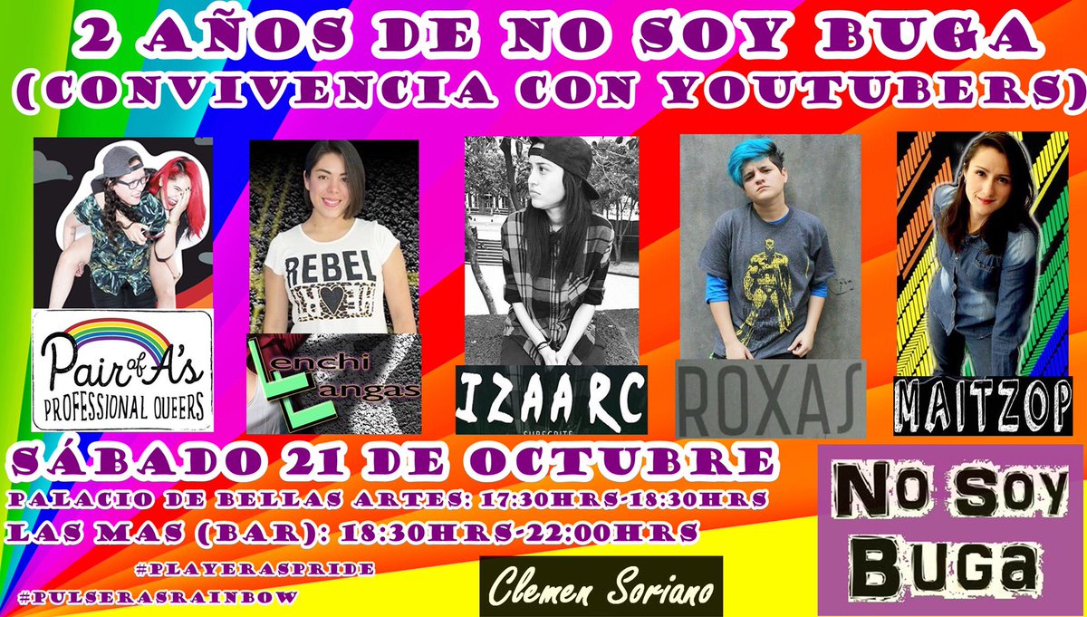 no_buga's tweet photo. ¿Quién ya está list@ para la convivencia de este sábado por los #2AñosDeNoSoyBuga? 😍🎉🏳️🌈😘 #EventoLGBT https://t.co/qFGsdJV44s