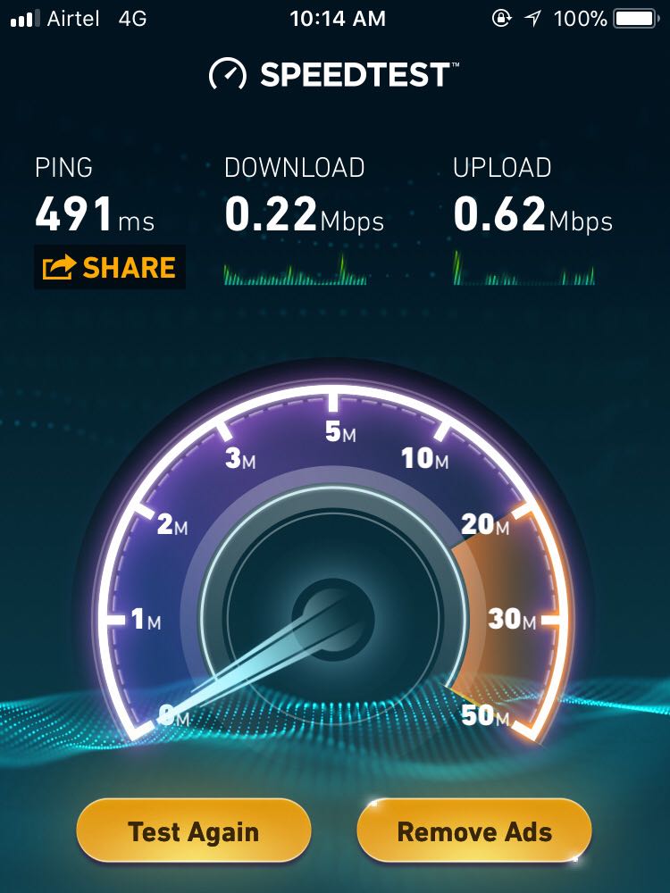 sarmagarimella's tweet photo. @airtelindia Dear airtel this is the speed of ur #4G which is worst than #2G. 1st Correct ur self B4 tweeting about #PsedoSecular pollution. Shame on u. https://t.co/q8HnLG56ly