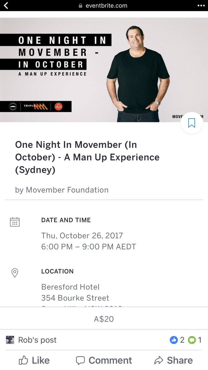 Would love you to come along next Thursday <a href="/MovemberAUS/">Movember Australia</a> <a href="/harkin_tom/">Tom Harkin</a> <a href="/ManUpTVSeries/">Man Up TV Series</a>