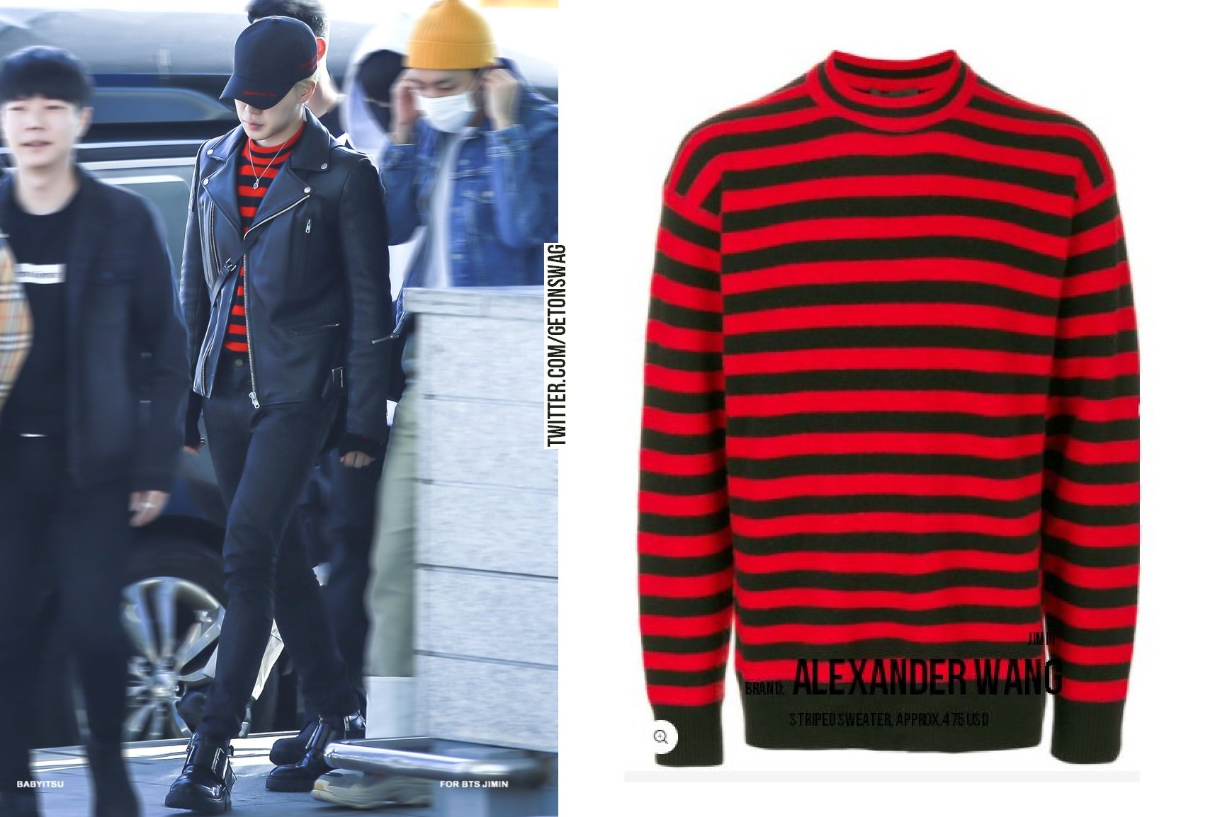 Jimin red and black sweater hot sale