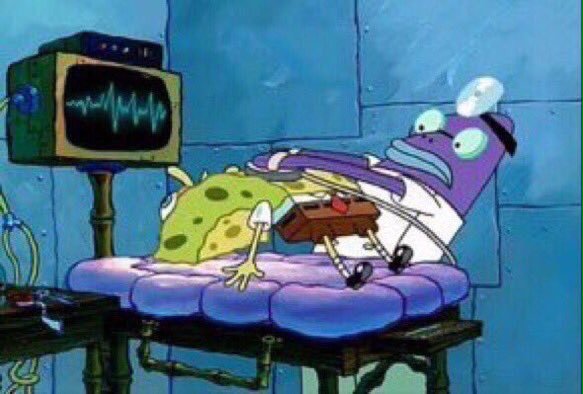 ICKCLK's tweet photo. Spongebob is me. The doctor is Jackson. https://t.co/e8TqawkX4P