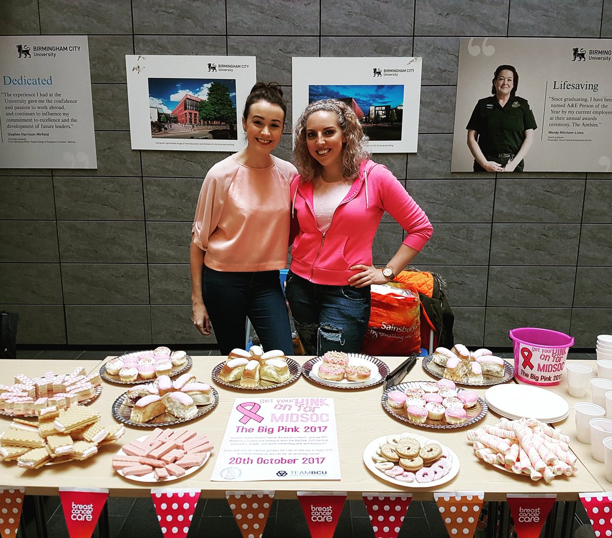 BCUMidSoc's tweet photo. Thank you all SO much for your support to raise money and awareness for Breast Cancer Research! The Big Pink has been fab! #bcusu #BCUMIDSOC https://t.co/DFdLQUaUHc