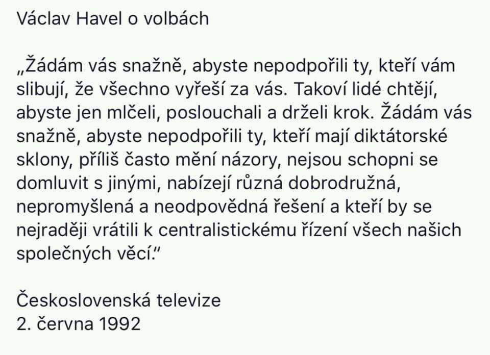 Posledniskaut's tweet photo. Václav Havel o volbách. 
2. června 1992. https://t.co/0APZMAPxG6