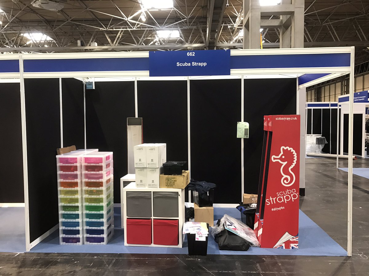 scubastrapp's tweet photo. Well that's us here at the NEC to set up for this weekends #dive17 show! Pop and see us at stand 662 #scuba #strapp #scubadiving #diving https://t.co/GOZ3OoARGU