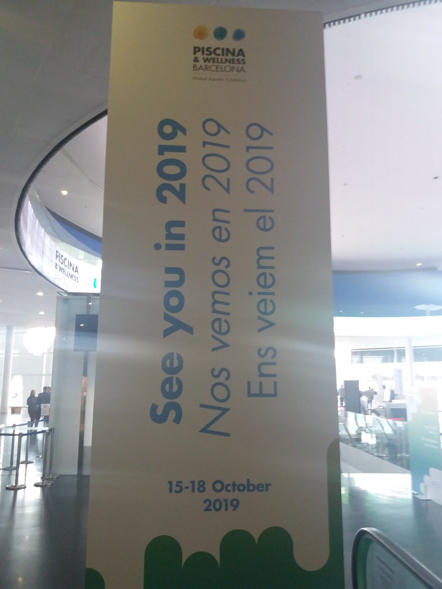 Hoy ultimo dia de salon @PiscinaWellness #Barcelona nos vemos en 2019 del 15 al 18 de octubre en <a href="/Fira_Barcelona/">Fira Barcelona</a>