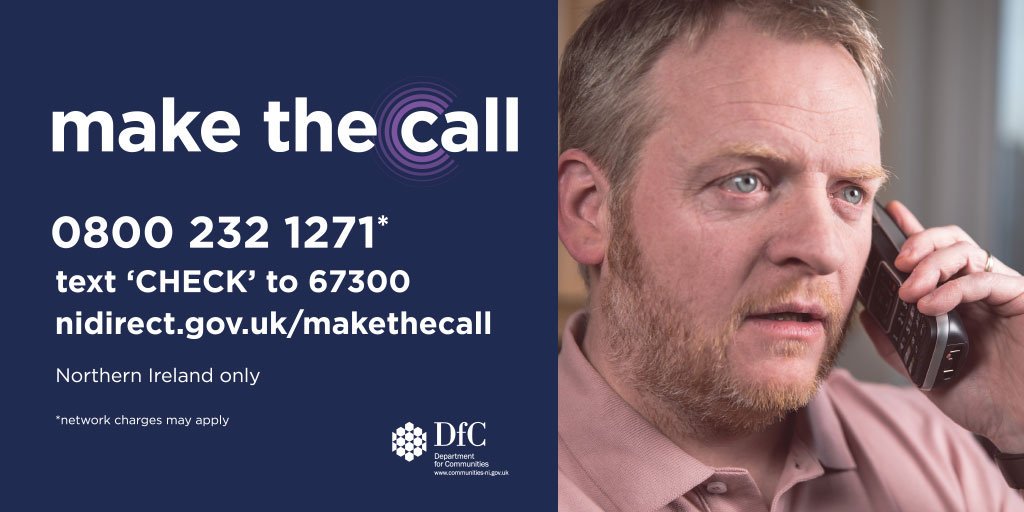 CommunitiesNI's tweet photo. Are you ill, injured or living with a disability? Find out what you’re entitled with one call - 0800 232 1271 #makethecall https://t.co/VXURFN10tN