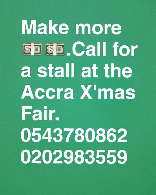 PrymeHouse's tweet photo. Call now to reserve your space! 
#AccraXmasfair #Christmas #December #clothes #shoes #food #drinks #hampers https://t.co/B9vRIf4u60