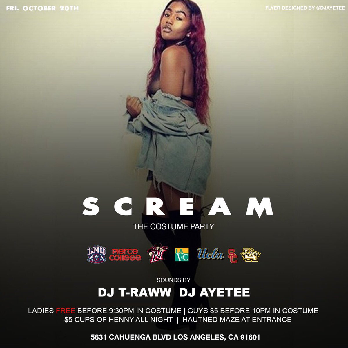 meech_entx's tweet photo. #ScreamLA w/ @WeTheDreamEnt •Friday October 20th
•Biggest Costume Party In La 👻
•1000+ People Attending
•$5 Henny Shots All Night 🥃🥃🥃 https://t.co/3AWG42q1in
