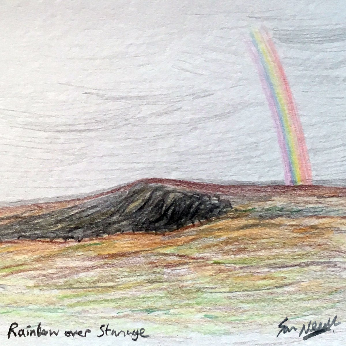 Sam_Art_Design's tweet photo. #Rainbow over Stanage. #Drawing 164. #pencil #sketch #peakdistrict https://t.co/FE01HOSOYj