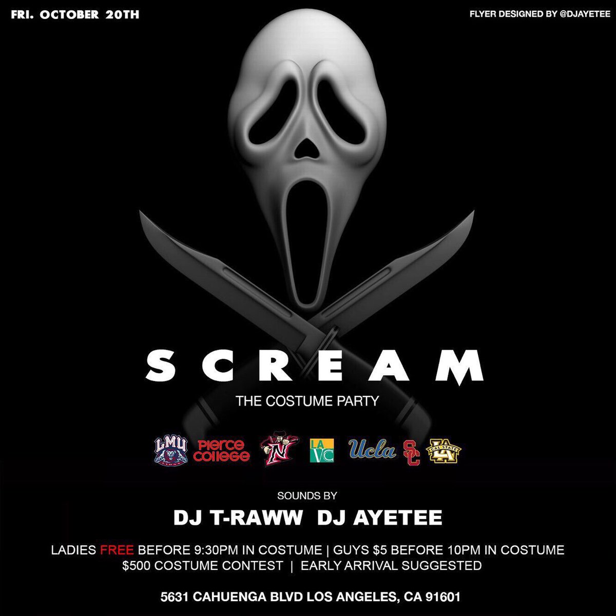 mamilowks's tweet photo. #ScreamLA w/ @WeTheDreamEnt •Friday October 20th
•Biggest Costume Party In La 👻
•1000+ People Attending
•$5 Henny Shots All Night 🥃🥃🥃 https://t.co/w4hhe6ZqxI
