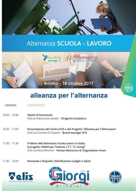 IdeaRadioBR's tweet photo. ALTERNANZA SCUOLA LAVORO Il progetto SNAM per l’Istituto I.T.T. “G. Giorgi” di Brindisi. https://t.co/0lLTXmxLFW