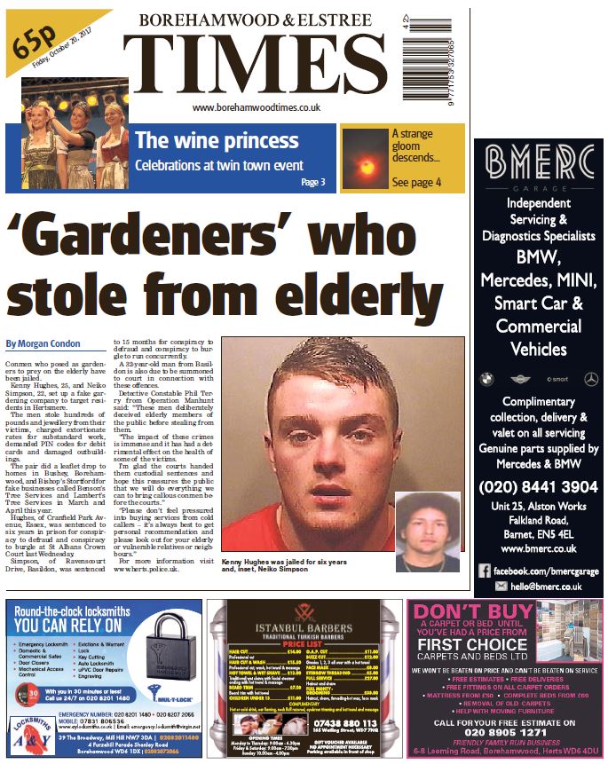 The Borehamwood Times is out today! To advertise in next week's edition or online with us, call 01923 216216