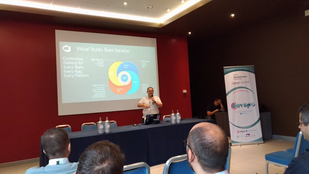 marcopiazzi's tweet photo. @martinwoodward now on stage at DevOpsHeroes 2017 #DOH17 #DevOps https://t.co/AdMCPFo49s