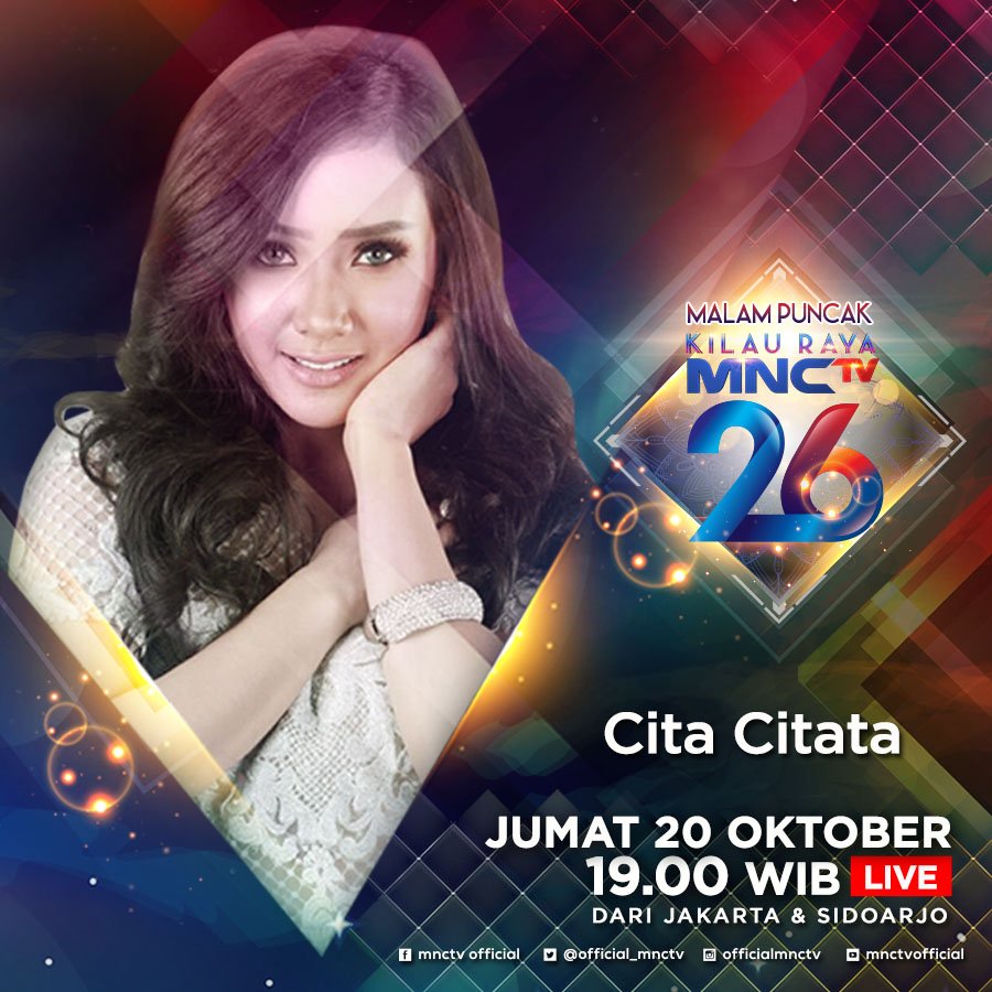Nantikan penampilan dari bidadari paling berkilau, <a href="/cita_citata/">Cita Citata</a>, di Malam Puncak #KilauRayaMNCTV26 pukul 19.00 WIB hanya di #MNCTV26