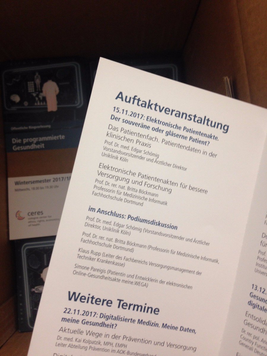 ceresUoC's tweet photo. Ab dem 15.11.: #ceres #RingVL "Die programmierte #Gesundheit. #Digitalisierung in der #Medizin" @UniCologne @UKKoeln https://t.co/jqUziOQMvg https://t.co/LjshKVldRJ