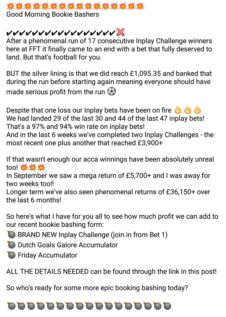FFT_Tips's tweet image. 🚨💣INPLAYS &amp;amp; ACCAS💣🚨

Stop missing out!
Join in ⬇
●bit.ly/FFT_NewAccount●

17 💥's in a row! Ready to go again?

❤ &amp;amp; RETWEET if you're in 👍
