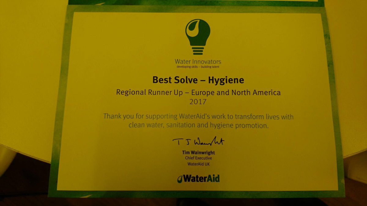 CelticConnect1's tweet photo. And we’ve been lucky a second time! Regional runners up for best hygiene solution! @AECOMEnvWater thank you @WaterAidUK #Winnovators https://t.co/0LmXNIFW36