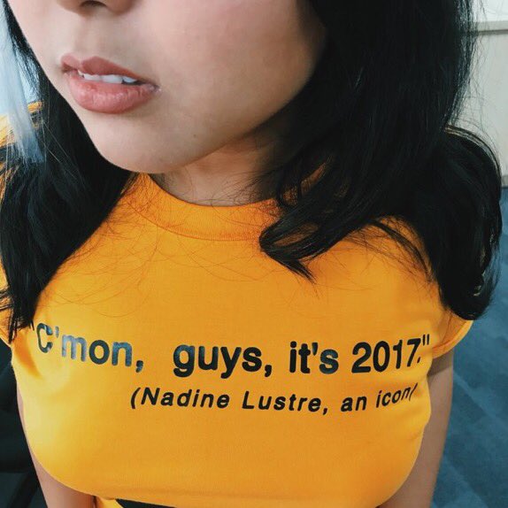 trishramos's tweet photo. “C’mon, guys, it’s 2017.”
(Nadine Lustre, an icon)

📸: @NicheDumlao 
👚: Jadine Sponsors
Design: @tomflordeliza https://t.co/iX71pCHwC3