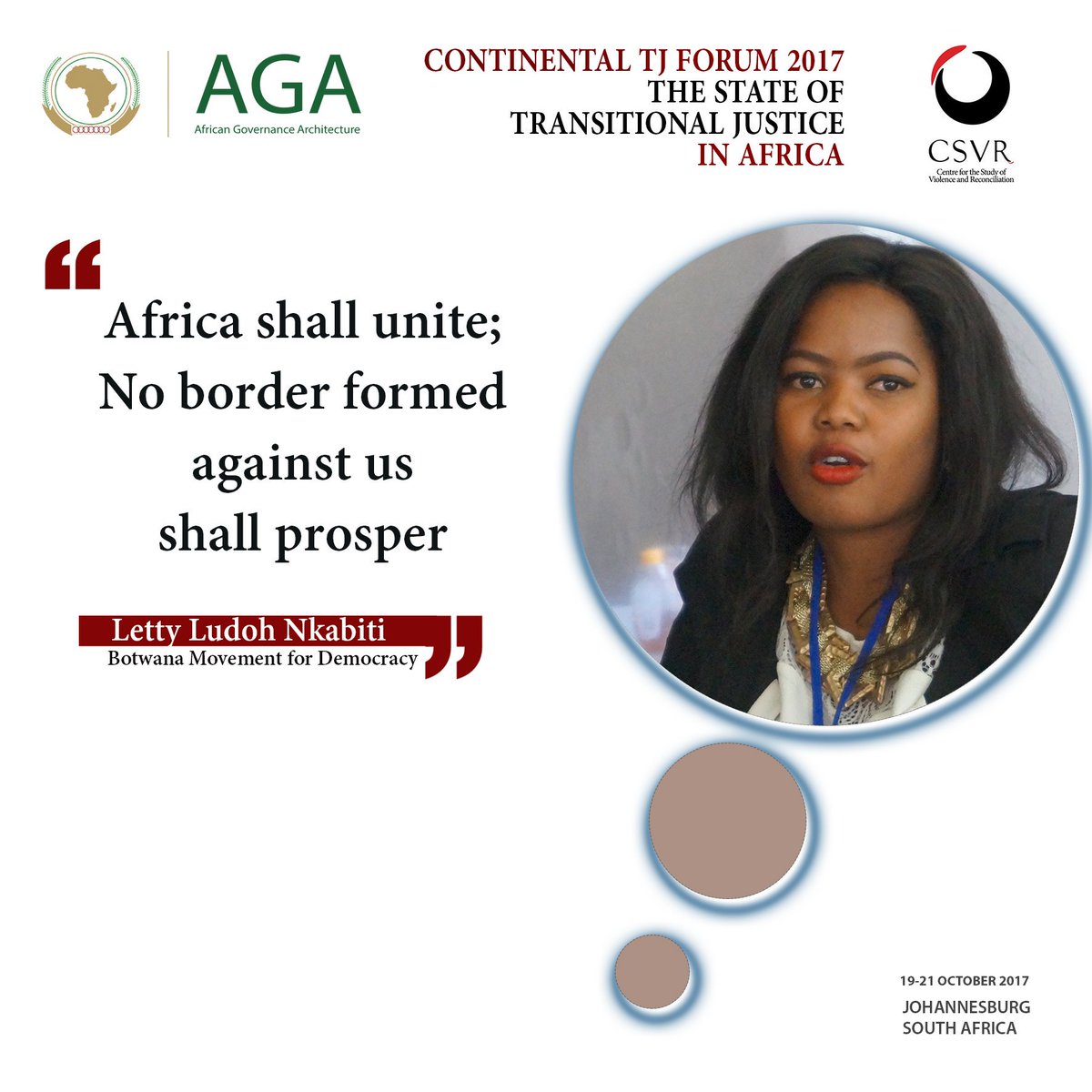 Convos4Action's tweet image. We can &amp;amp; We shall - Letty Ludoh Nkabiti #TJinAfricaForum2017