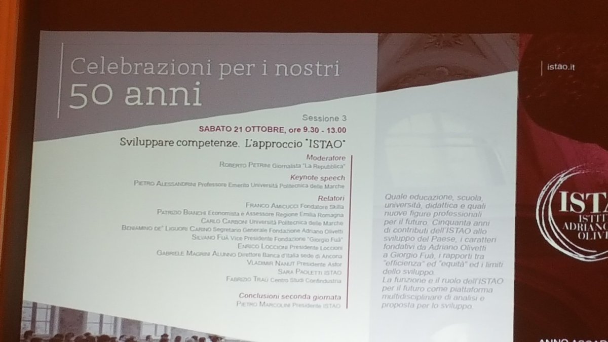 Saurross's tweet photo. #Istao50 Sterlacchini: innovazione tecnologica presuppone innovazione organizzativa e responsabilizzazione  operatori @univpm @cislmarche https://t.co/GXAfuKChs6