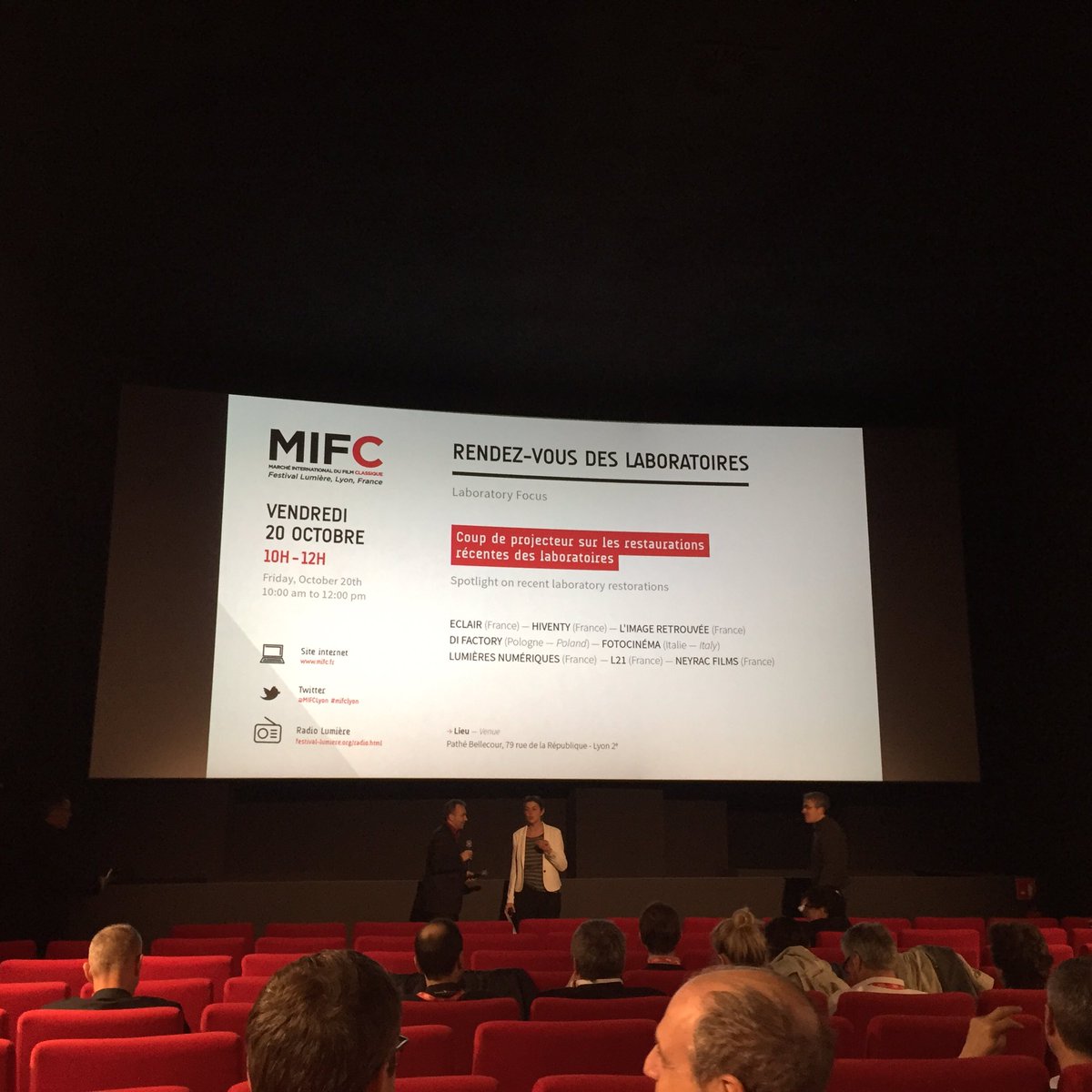 Lum_Numeriques's tweet photo. @MIFCLyon présentation des laboratoires
@ymagis #Hiventy #L'imagie retrouvée #L21 #DiFactory #Fotocinema #Neyrac et #Lumières Numériques https://t.co/aVJu6krQ2l