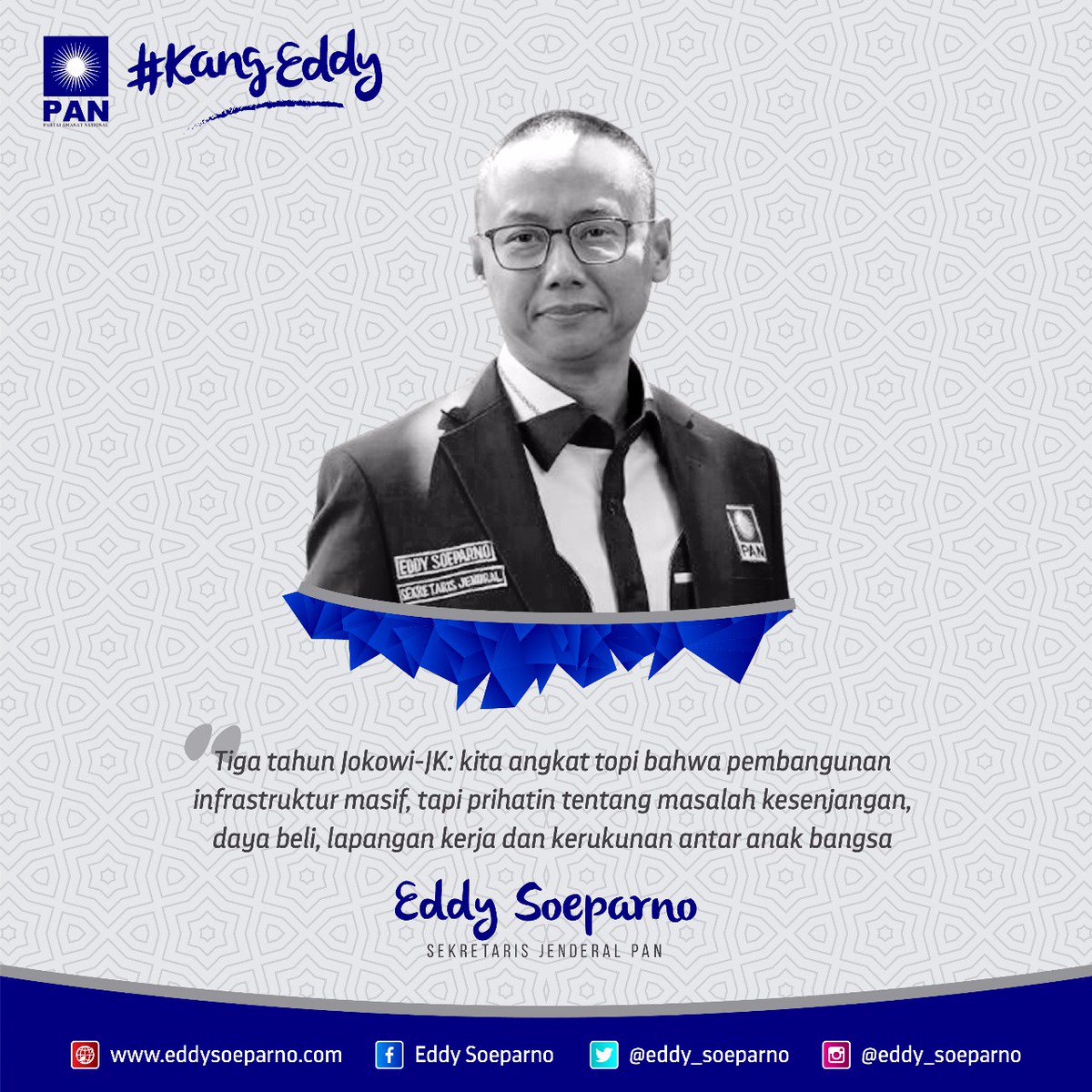 Official_PAN's tweet photo. #3TahunJokowiJK Sekjend PAN @eddy_soeparno memuji masifnya pembangunan infrastruktur, namun prihatin soal kesenjangan, kerukunan &amp; daya beli https://t.co/iiUk3m7zlE