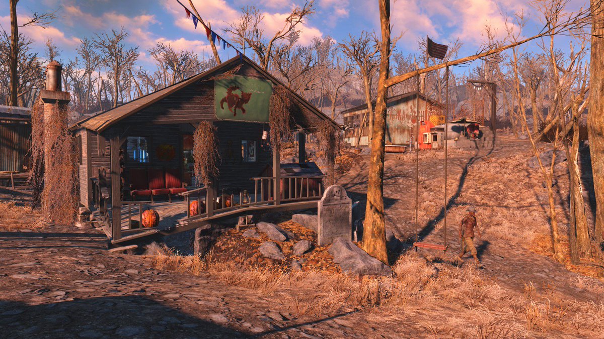DunwichBuilders's tweet photo. Happy Holidays from #DunwichBuilders! Version 17 of #RemoteCabin is now in WIP on PS4! https://t.co/j9bfwYz6RM #Fallout4 #PS4 https://t.co/fZ5hV1KYlp