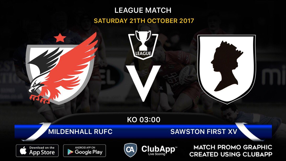 Game tomorrow is away to Mildenhall RUFC kick off 3pm