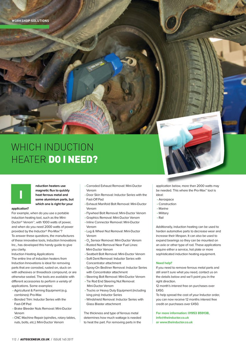 theinductoruk's tweet photo. Find out which induction heater is right your business in the latest issue of @ScotsAuto #inductionheat #automotiverepair #bodyshop #garage https://t.co/z2tn905JrV