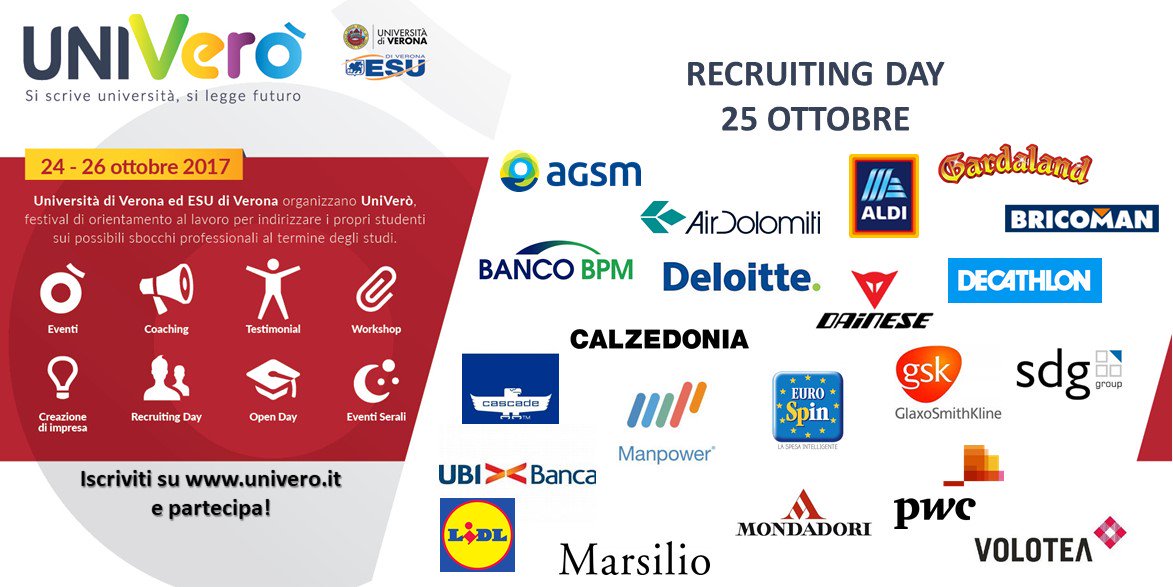 UniVerona's tweet photo. Il 25/10 #univero #RecruitingDay 📩
https://t.co/qsPoN8c27X
scopri le aziende che parteciperanno e iscriviti!
#4job #ESUVerona @Emblema_ https://t.co/Kj1GFL0g9s