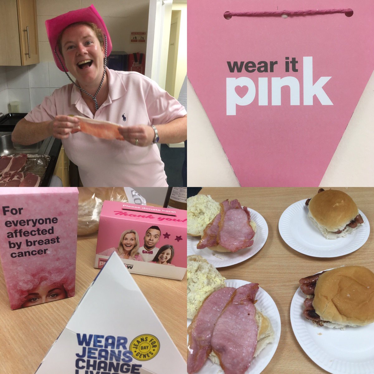 TurnerTies's tweet photo. Our lovely Clare is leading the fundraising this morning for @JeansforGenes @wearitpink  #charity #wearitpink #fridayfeeling https://t.co/PvdY4Qsytm