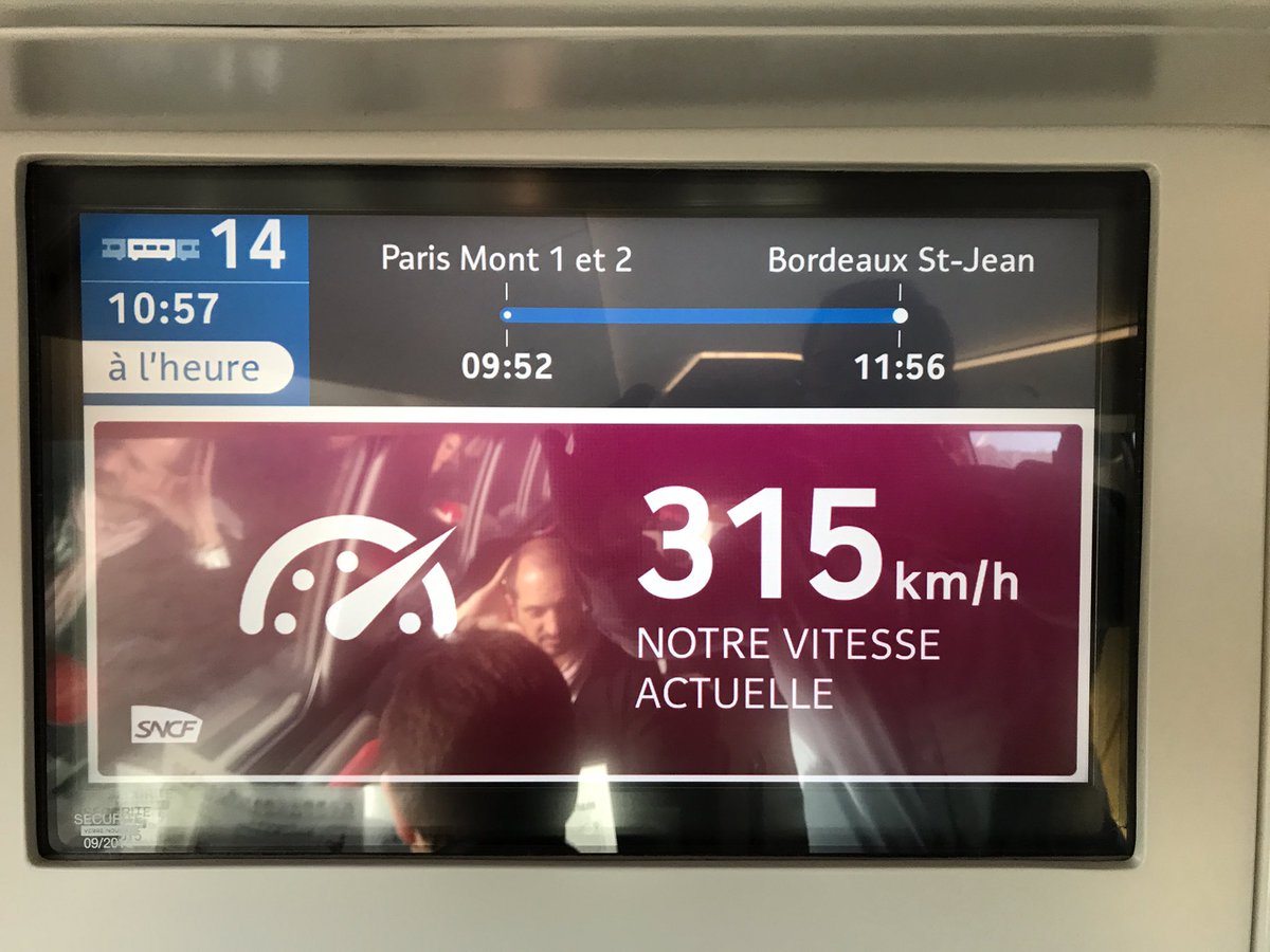 Ce n'est plus un scoop mais moi je ne m'en lasse pas et remercie <a href="/GroupeSNCF/">Groupe SNCF</a> pour Bordeaux Paris en 2heures 😀