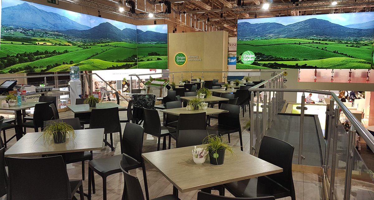 ExhibitDesignGr's tweet photo. Very busy month @ExhibitDesignGr! Check out the @Bordbia exhibition we created @anugacologne 2017 which featured 27 Irish food producers. https://t.co/68y1gWg7wD