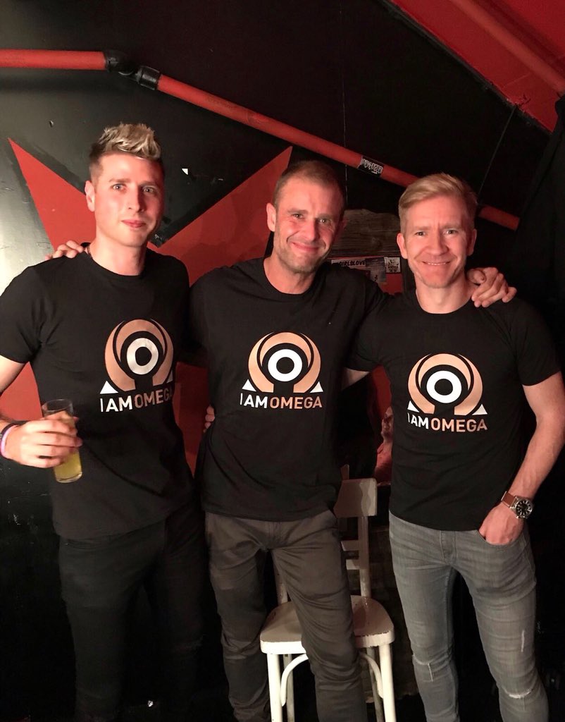 Omega_Artists's tweet photo. How handsome to @JamesKiedisUK @Richard_Durand & @djdavidforbes look spotting the new merch at @LuminosityEvent #iamomega https://t.co/dtK6Z8Zvd9